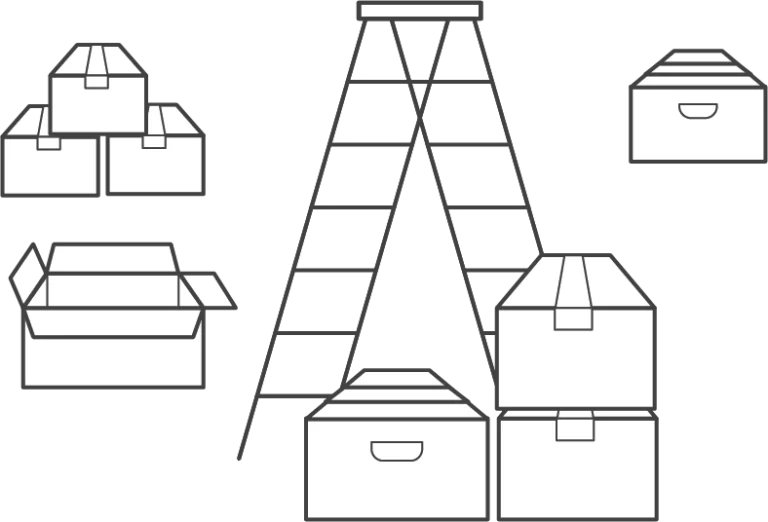 Illustration einer Leiter mit mehreren Paketen